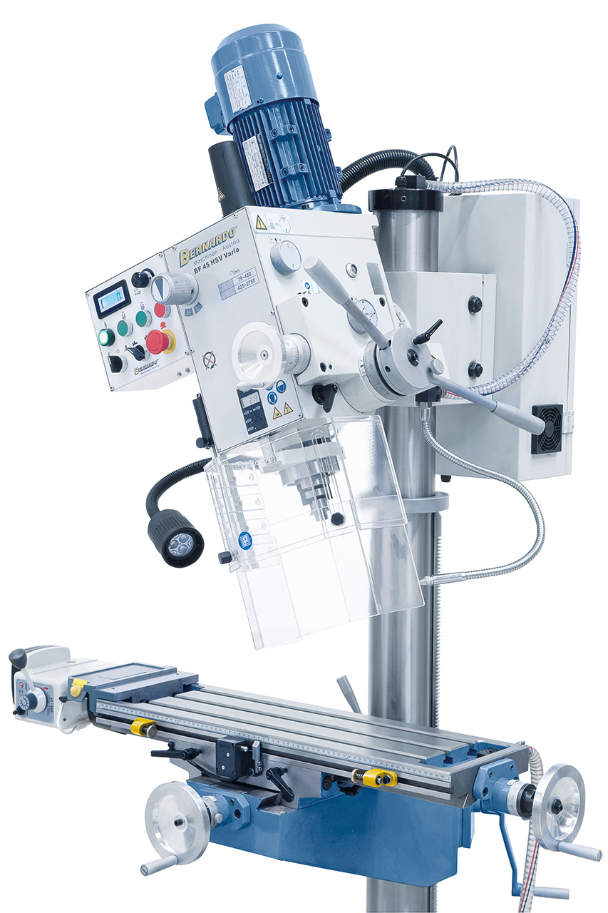 Bohr- und Fräsmaschine BF 45 HSV Vario inkl. Vorschub f. x-Achse