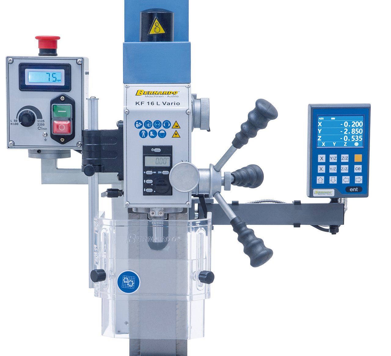 Bohr- und Fräsmaschine KF 16 L Vario inkl. 3-Achs Digitalanzeige DT 40