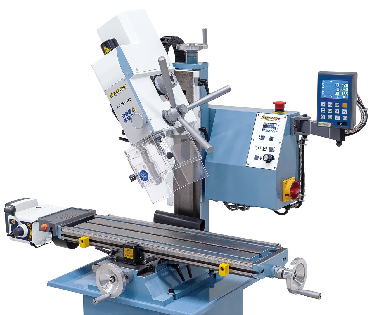 Bohr- und Fräsmaschine KF 26 L Top mit Vorschub inkl. 3-Achs Digitalanzeige DT 40