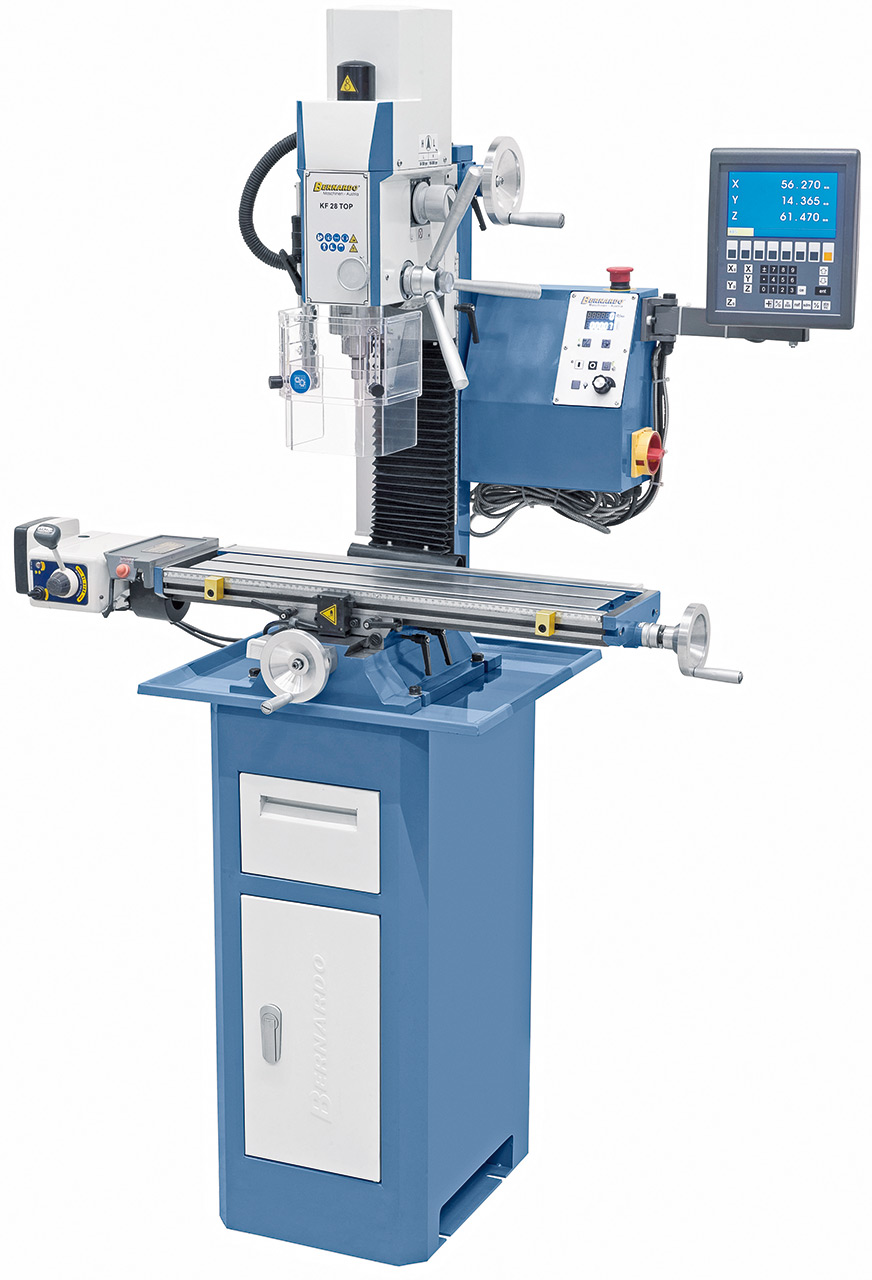Bohr- und Fräsmaschine KF 28 Top mit Vorschub inkl. 3-Achs Digitalanzeige ES-12 V