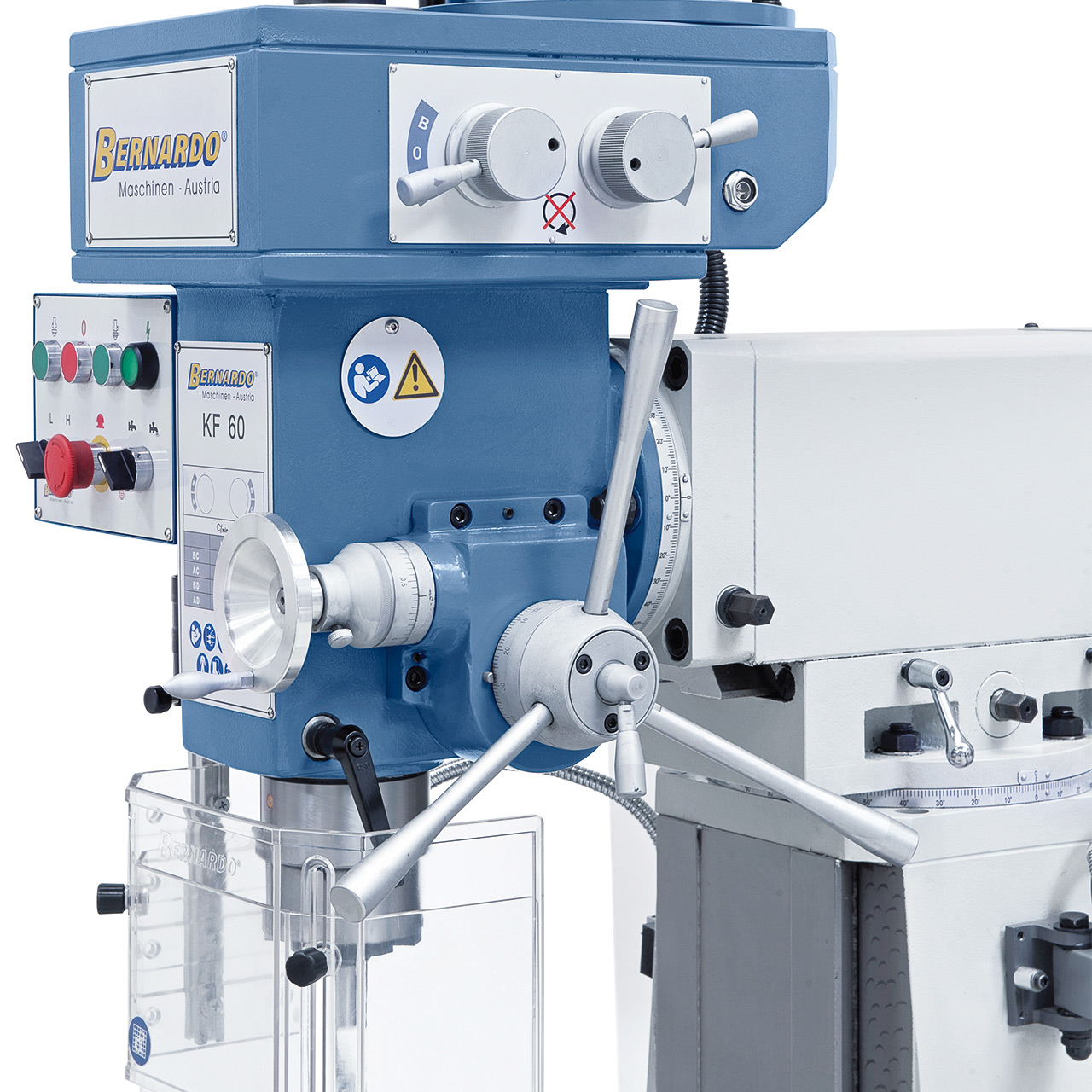 Bohr- und Fräsmaschine KF 60 - 1000 inkl. 3-Achs-Digitalanzeige ES-12 H und Vorschub f. y-Achse