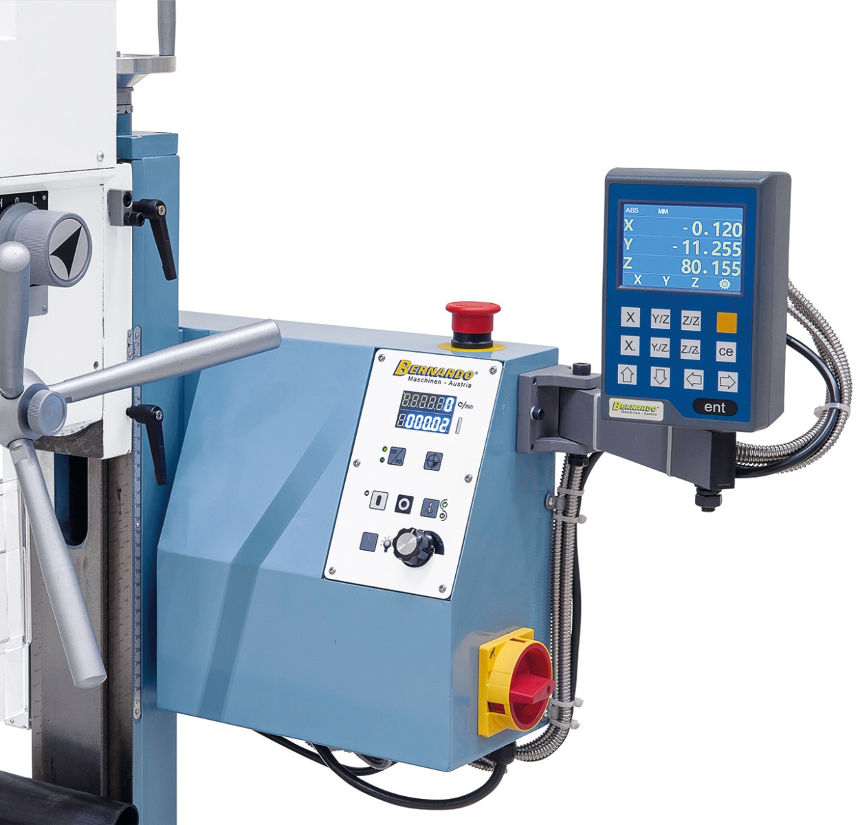 Bohr- und Fräsmaschine KF 26 L Top mit Vorschub inkl. 3-Achs Digitalanzeige DT 40
