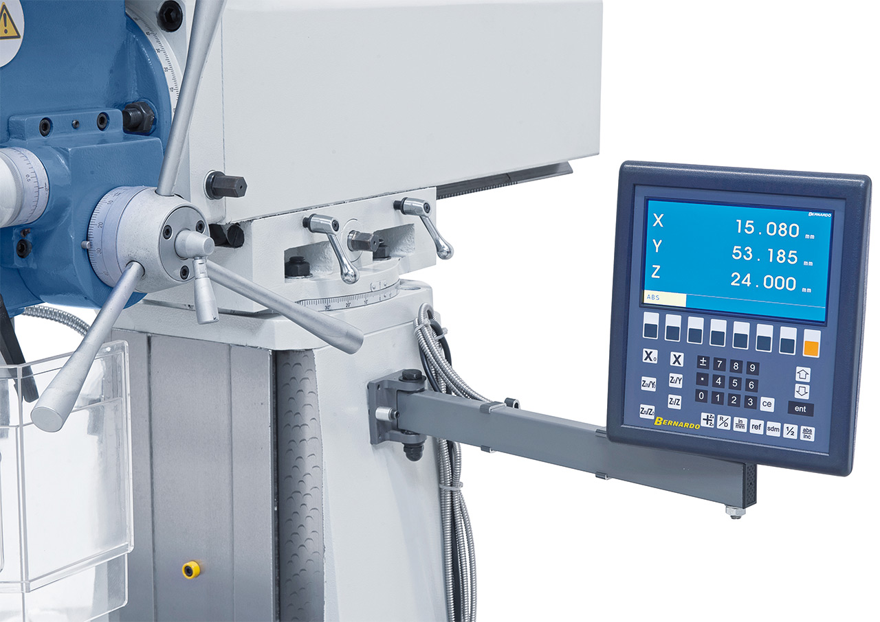 Bohr- und Fräsmaschine KF 60 - 1000 inkl. 3-Achs-Digitalanzeige ES-12 H und Vorschub f. y-Achse