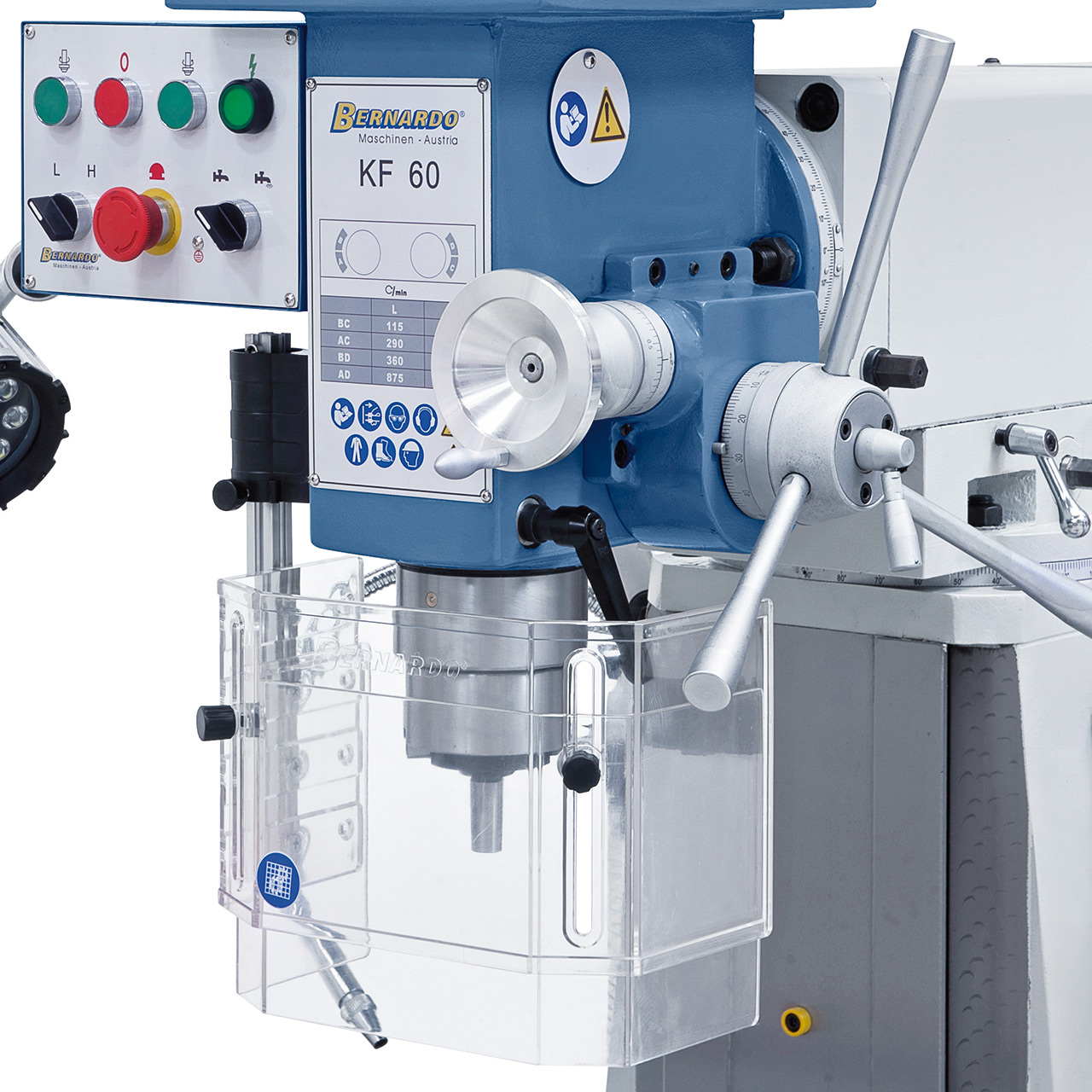 Bohr- und Fräsmaschine KF 60 - 1000 inkl. 3-Achs-Digitalanzeige ES-12 H und Vorschub f. y-Achse