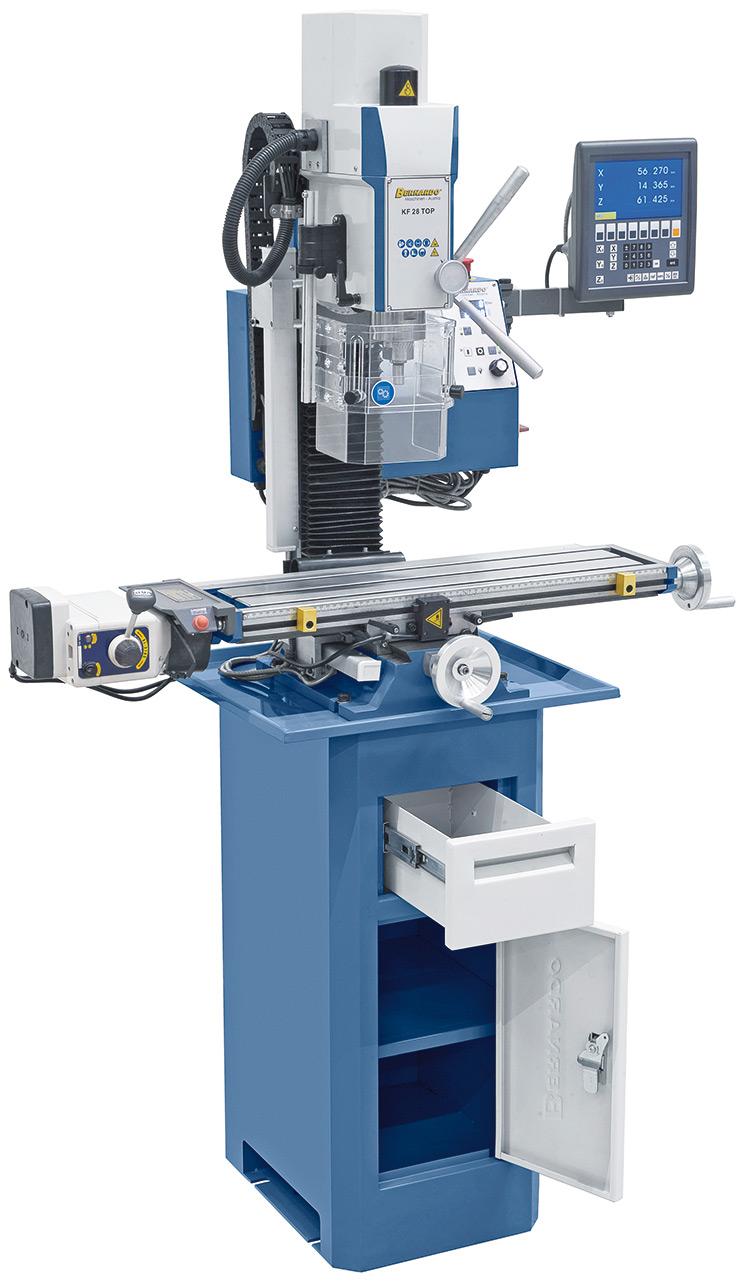 Bohr- und Fräsmaschine KF 28 Top mit Vorschub inkl. 3-Achs Digitalanzeige ES-12 V