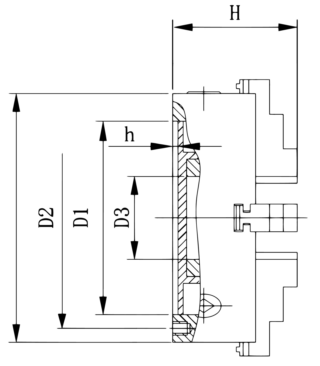 Bernardo Standard-4-Backenfutter DK12, DIN 6350, DK12-400, Gussausführung