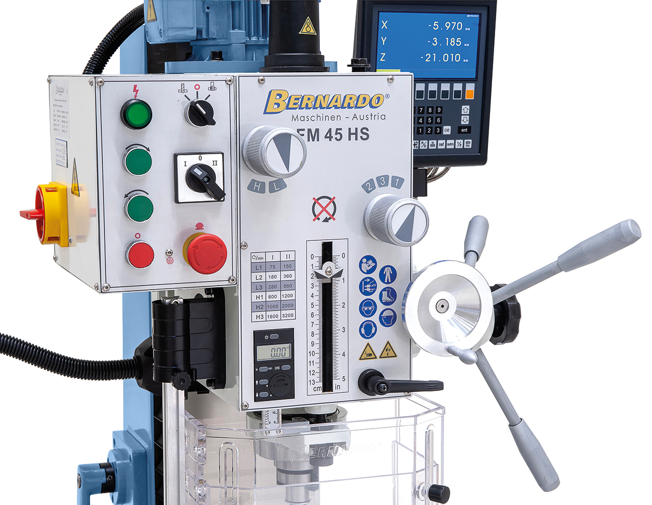 Bohr- und Fräsmaschine FM 45 HS inkl. 3-Achs-Digitalanzeige ES-12 V