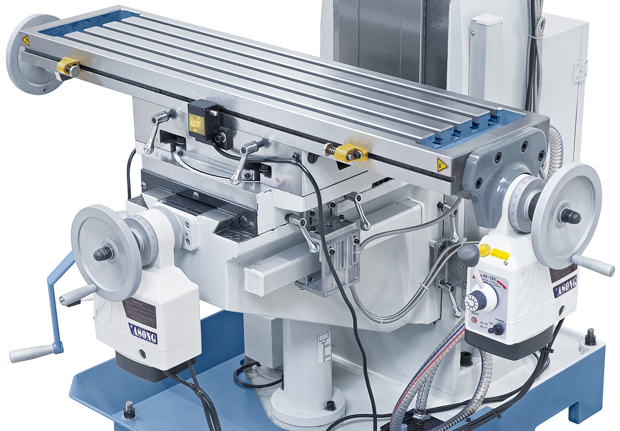 Bohr- und Fräsmaschine KF 60 - 1000 inkl. 3-Achs-Digitalanzeige ES-12 H und Vorschub f. y-Achse
