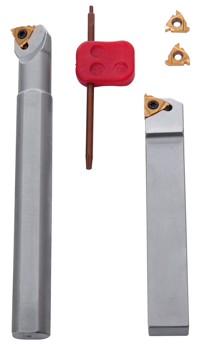 Drehmeißelsatz für Innen- und Außengewinde, mit HM-Wendeplatten, 16 mm, 2-tlg.