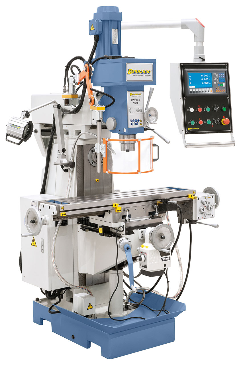 Universalfräsmaschine UWF 80 E Vario inkl. 3-Achs-Digitalanzeige ES-12 H und y-Vorschub