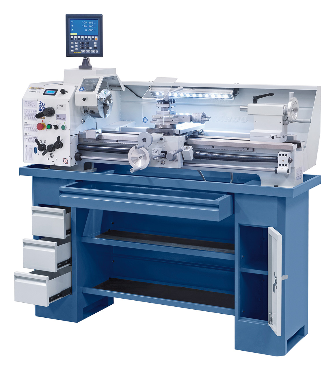 Leit- und Zugspindeldrehmaschine Profi 880 G Vario / 230 V inkl. 2-Achs-Digitalanzeige ES-12 V