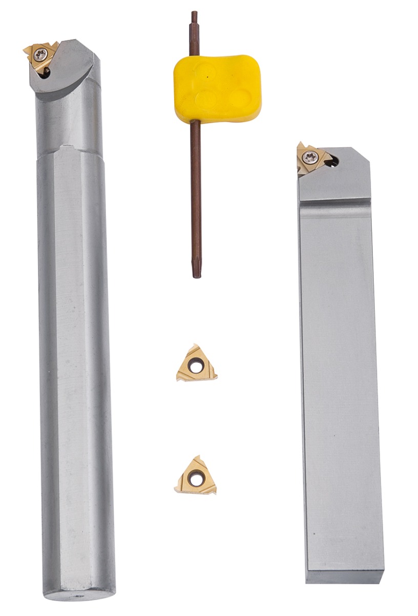 Drehmeißelsatz für Innen- und Außengewinde, mit HM-Wendeplatten, 25 mm, 2-tlg.