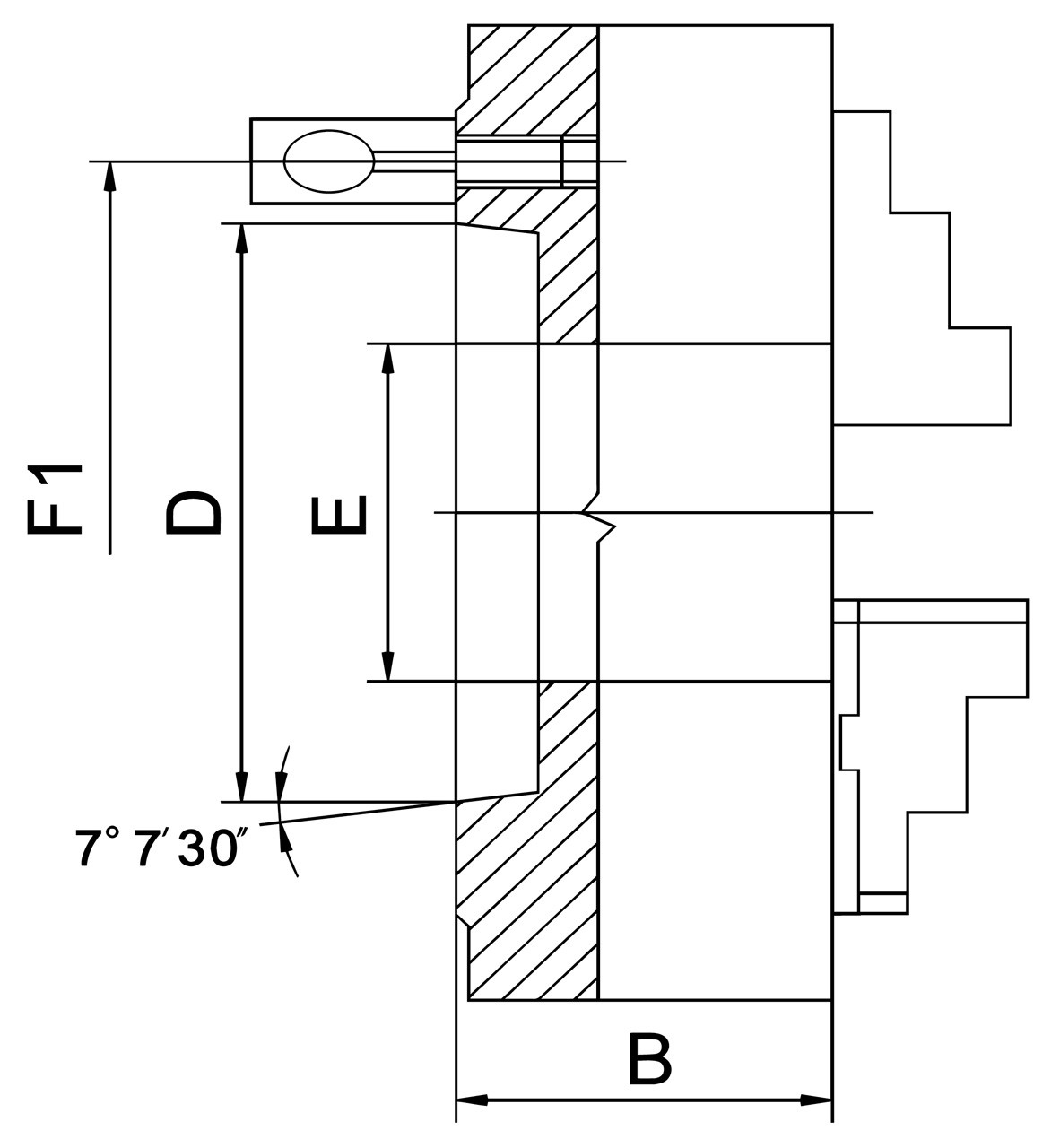 Bernardo Standard-3-Backenfutter PS3-D, DIN 55029, PS3-315/D11, Gussausführung
