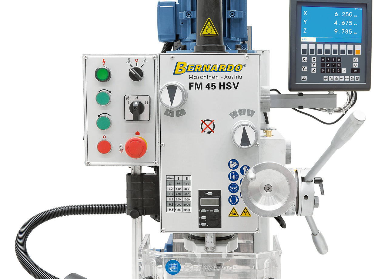 Bohr- und Fräsmaschine FM 45 HSV inkl. 3-Achs-Digitalanzeige ES-12 V