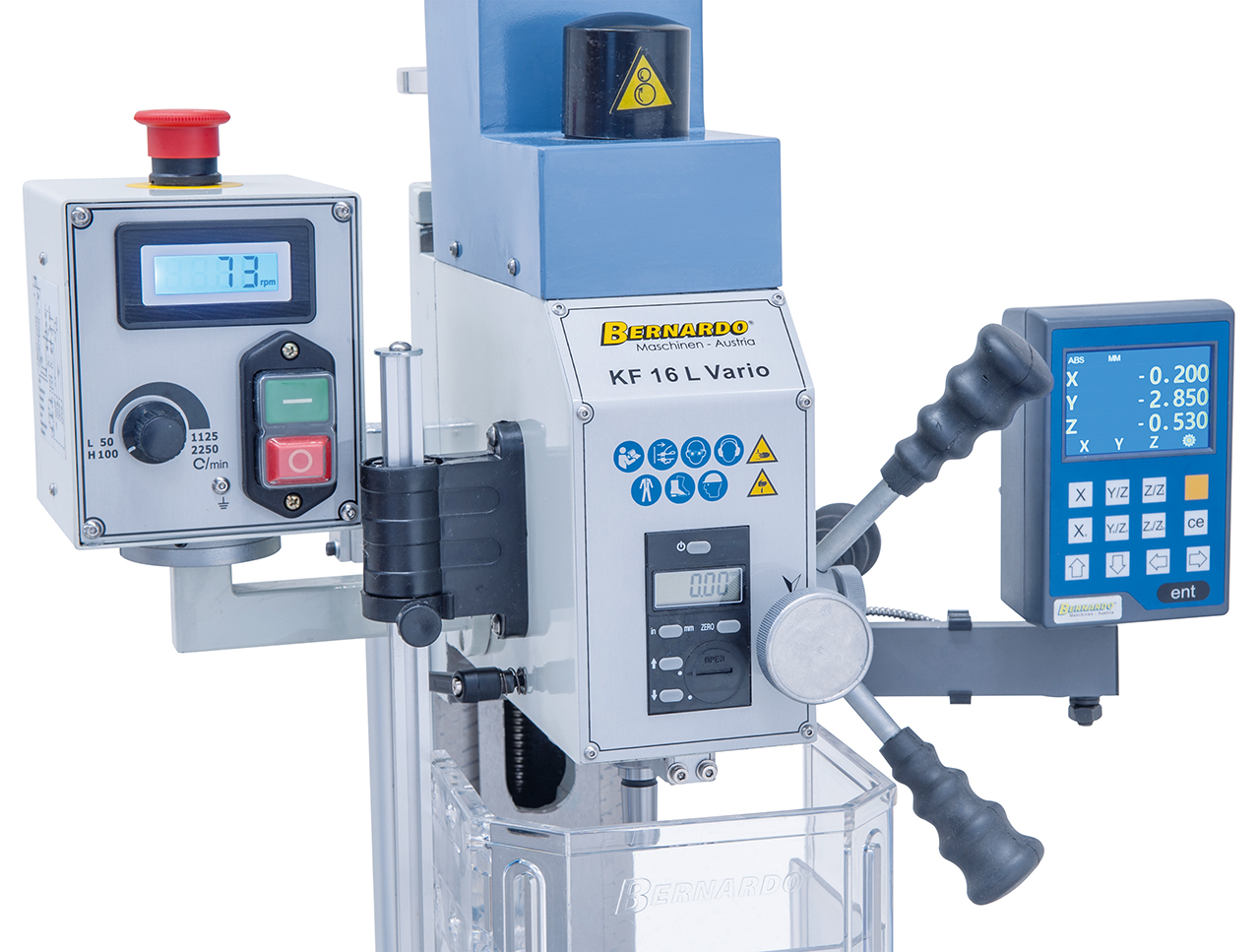 Bohr- und Fräsmaschine KF 16 L Vario inkl. 3-Achs Digitalanzeige DT 40