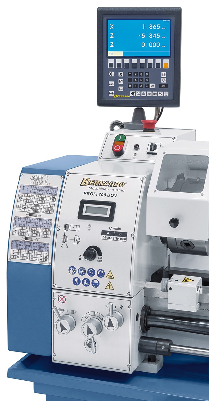 Leit- und Zugspindeldrehmaschine Profi 700 BQV / 230 V inkl. 2-Achs-Digitalanzeige ES-12 V