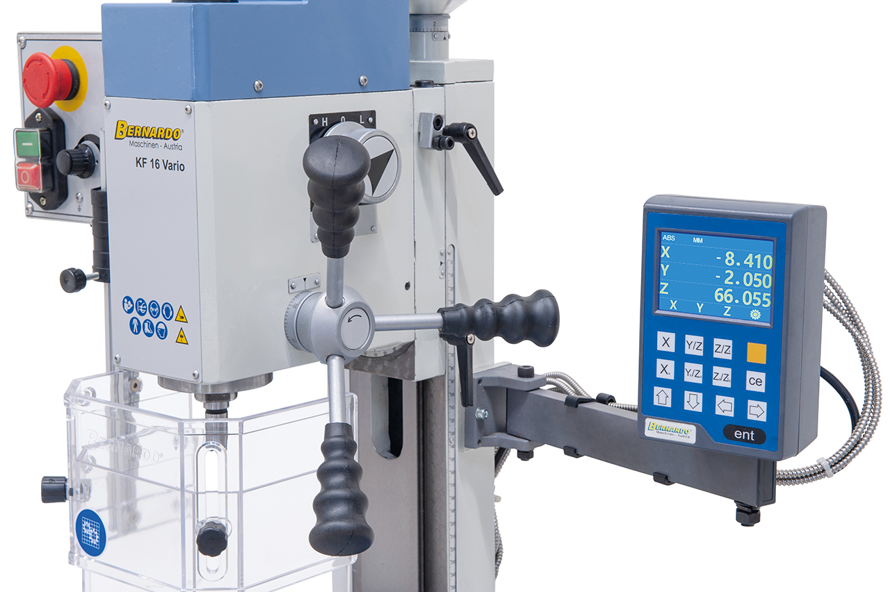 Bohr- und Fräsmaschine KF 16 Vario inkl. 3-Achs Digitalanzeige DT 40
