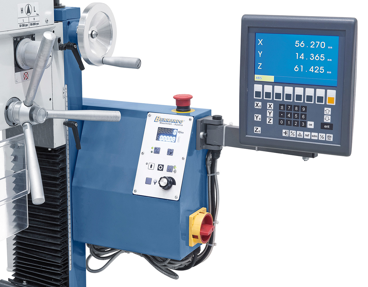 Bohr- und Fräsmaschine KF 28 Top mit Vorschub inkl. 3-Achs Digitalanzeige ES-12 V