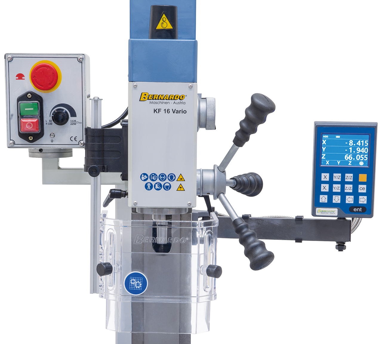 Bohr- und Fräsmaschine KF 16 Vario inkl. 3-Achs Digitalanzeige DT 40