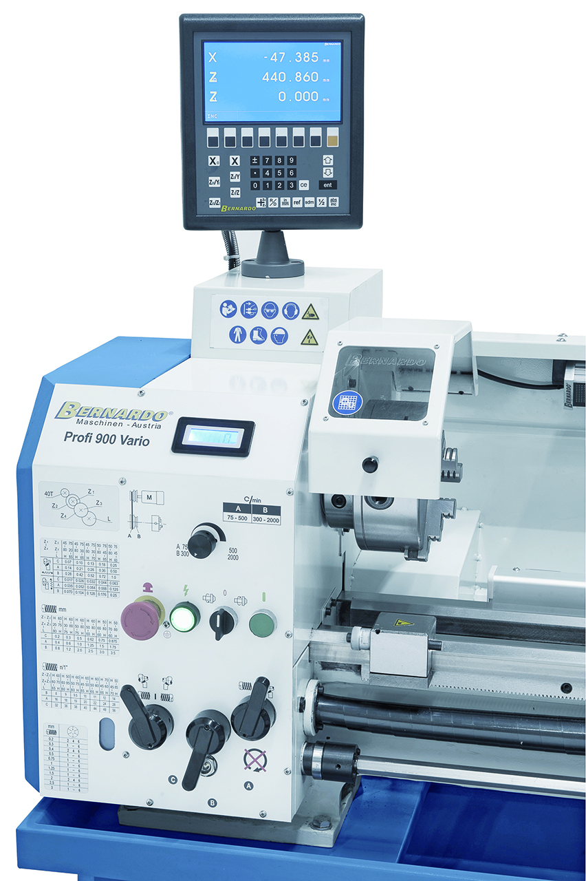 Leit- und Zugspindeldrehmaschine Profi 900 Vario / 230 V inkl. 2-Achs-Digitalanzeige ES-12 V