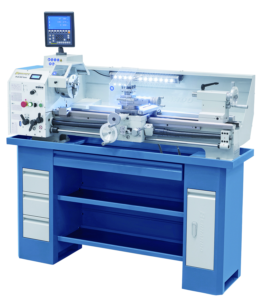 Leit- und Zugspindeldrehmaschine Profi 900 Vario / 230 V inkl. 2-Achs-Digitalanzeige ES-12 V