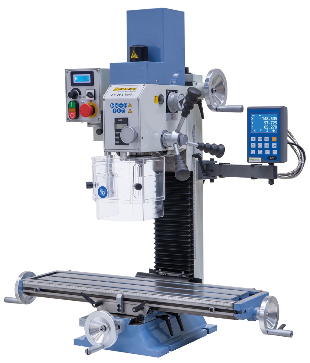 Bohr- und Fräsmaschine KF 25 L Vario inkl. 3-Achs Digitalanzeige DT 40
