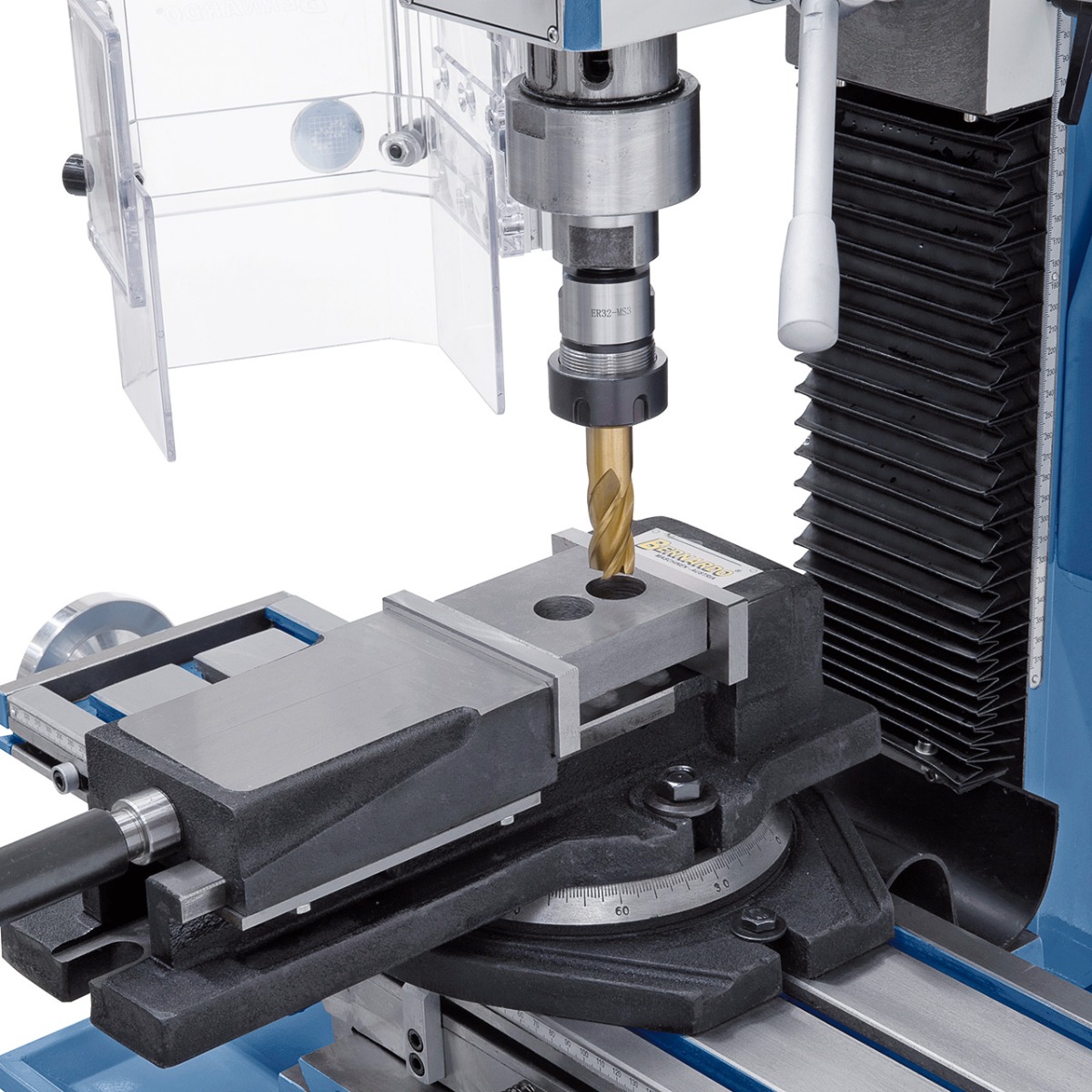 Bohr- und Fräsmaschine KF 28 Top mit Vorschub inkl. 3-Achs Digitalanzeige ES-12 V
