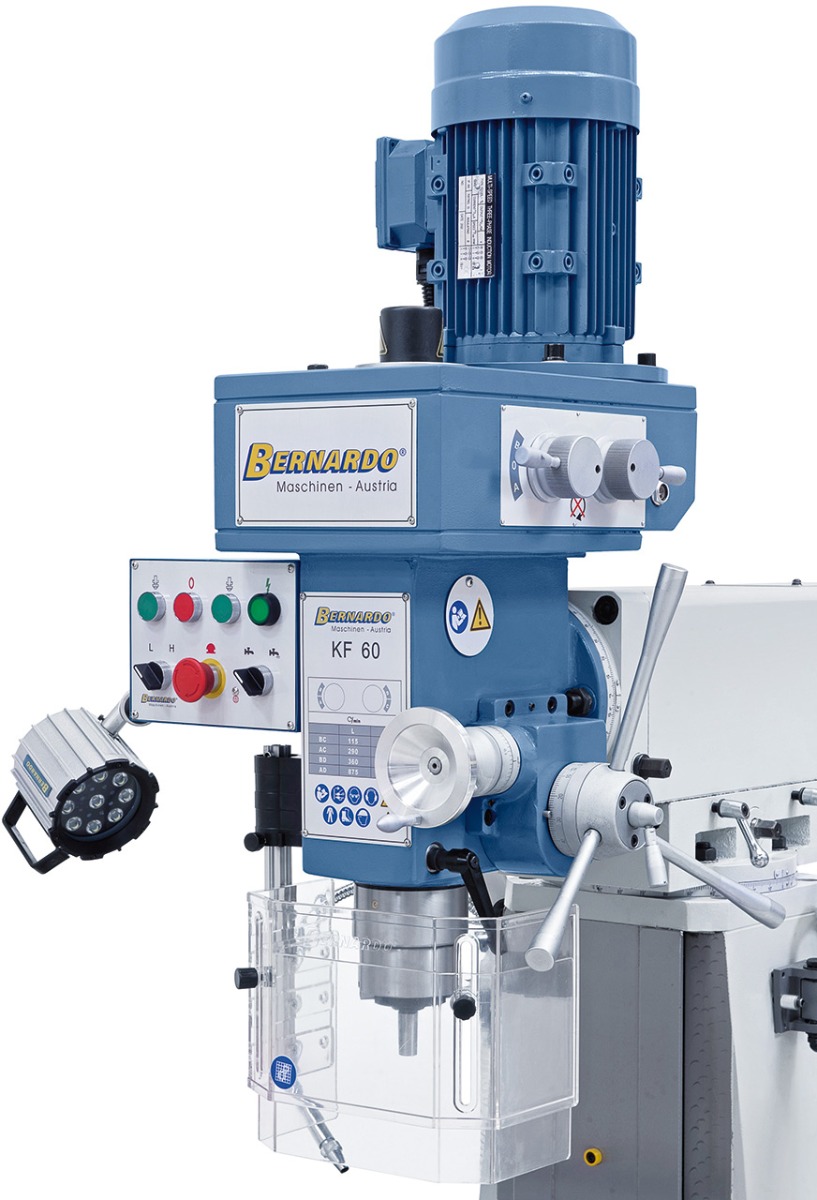 Bohr- und Fräsmaschine KF 60 - 1000 inkl. 3-Achs-Digitalanzeige ES-12 H und Vorschub f. y-Achse