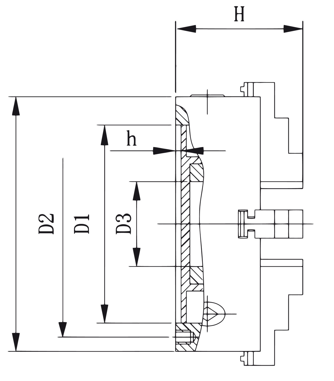 Bernardo Standard-4-Backenfutter DK12, DIN 6350, DK12-250, Gussausführung