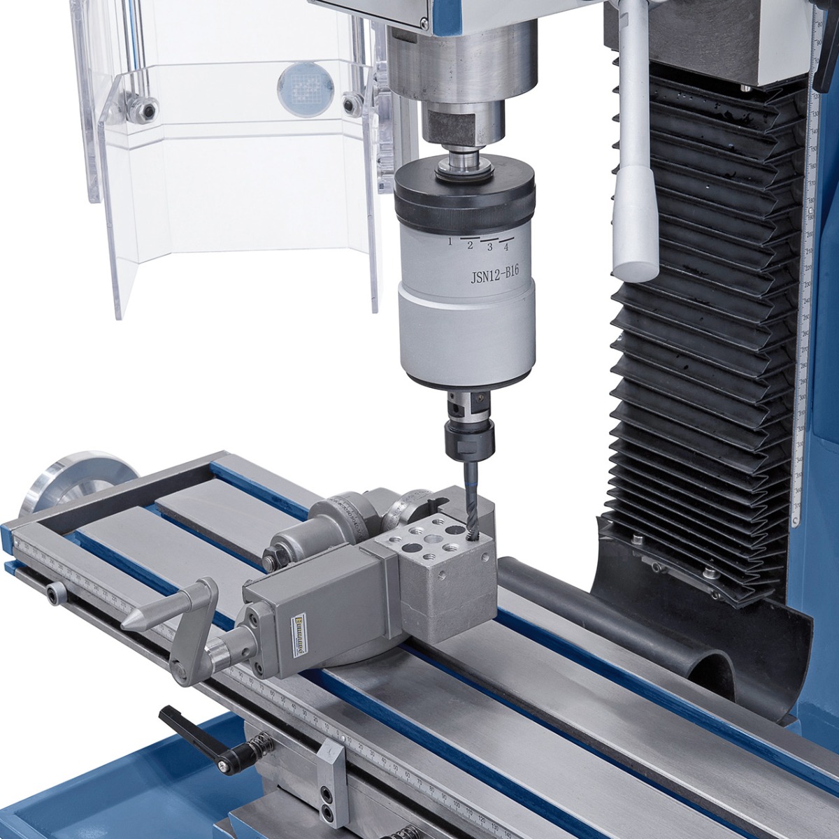 Bohr- und Fräsmaschine KF 28 Top mit Vorschub inkl. 3-Achs Digitalanzeige ES-12 V