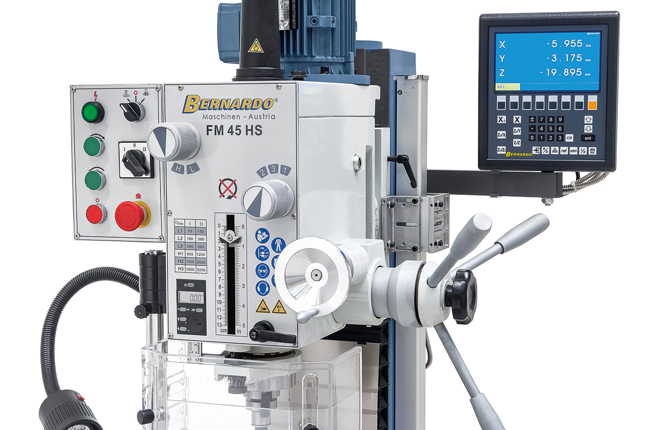 Bohr- und Fräsmaschine FM 45 HS inkl. 3-Achs-Digitalanzeige ES-12 V