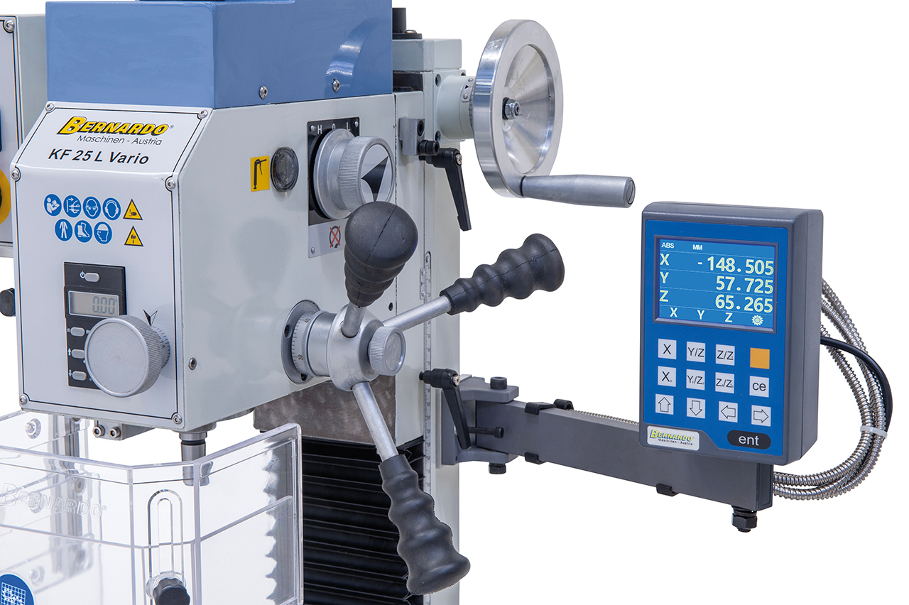 Bohr- und Fräsmaschine KF 25 L Vario inkl. 3-Achs Digitalanzeige DT 40